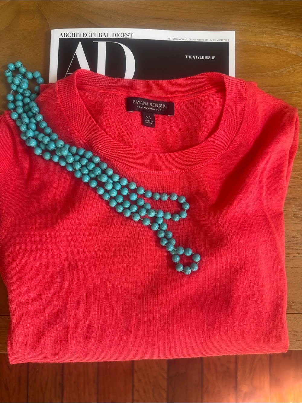Banana Republic Bright Coral Crewneck Sweater